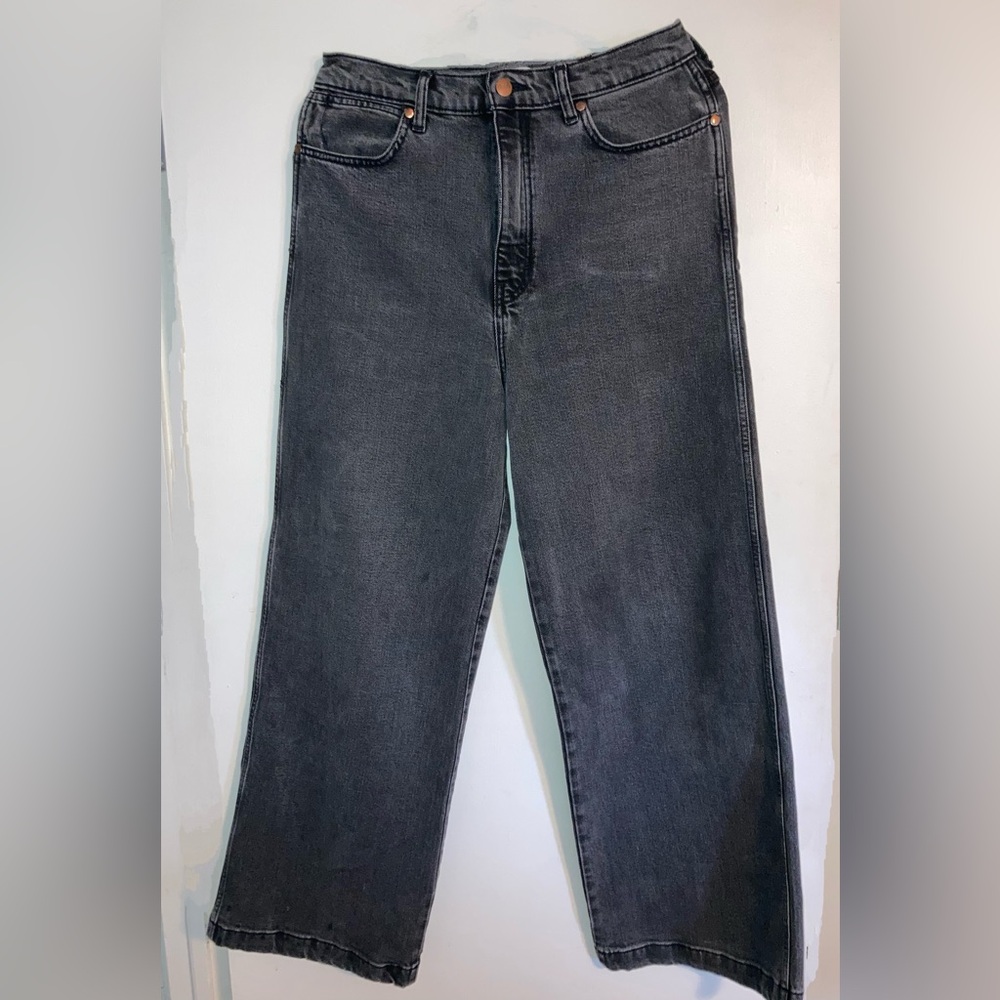 Wrangler High Rise Wide Leg Jeans - Washed Black